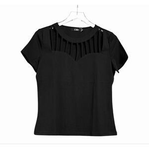 NWT Women's CBR Black Short Sleeve Tee with Cutout Detail 1X XL